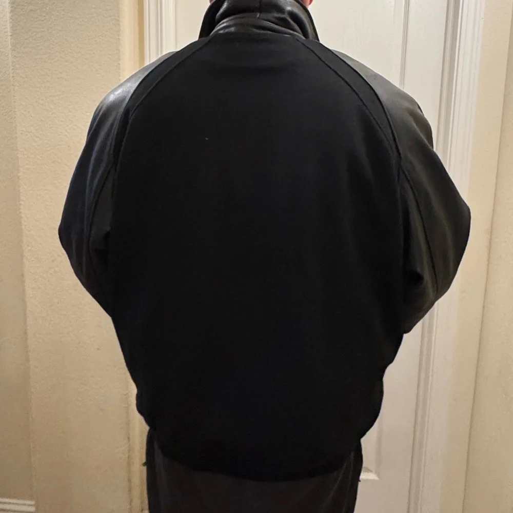 Excelled Men’s Collection Black Bomber Jacket with Leather Sleeves XXXXL